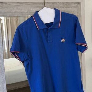 Moncler Royal Blue Polo with Red and White Accents